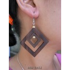 bali natural wooden earrings handmade hook